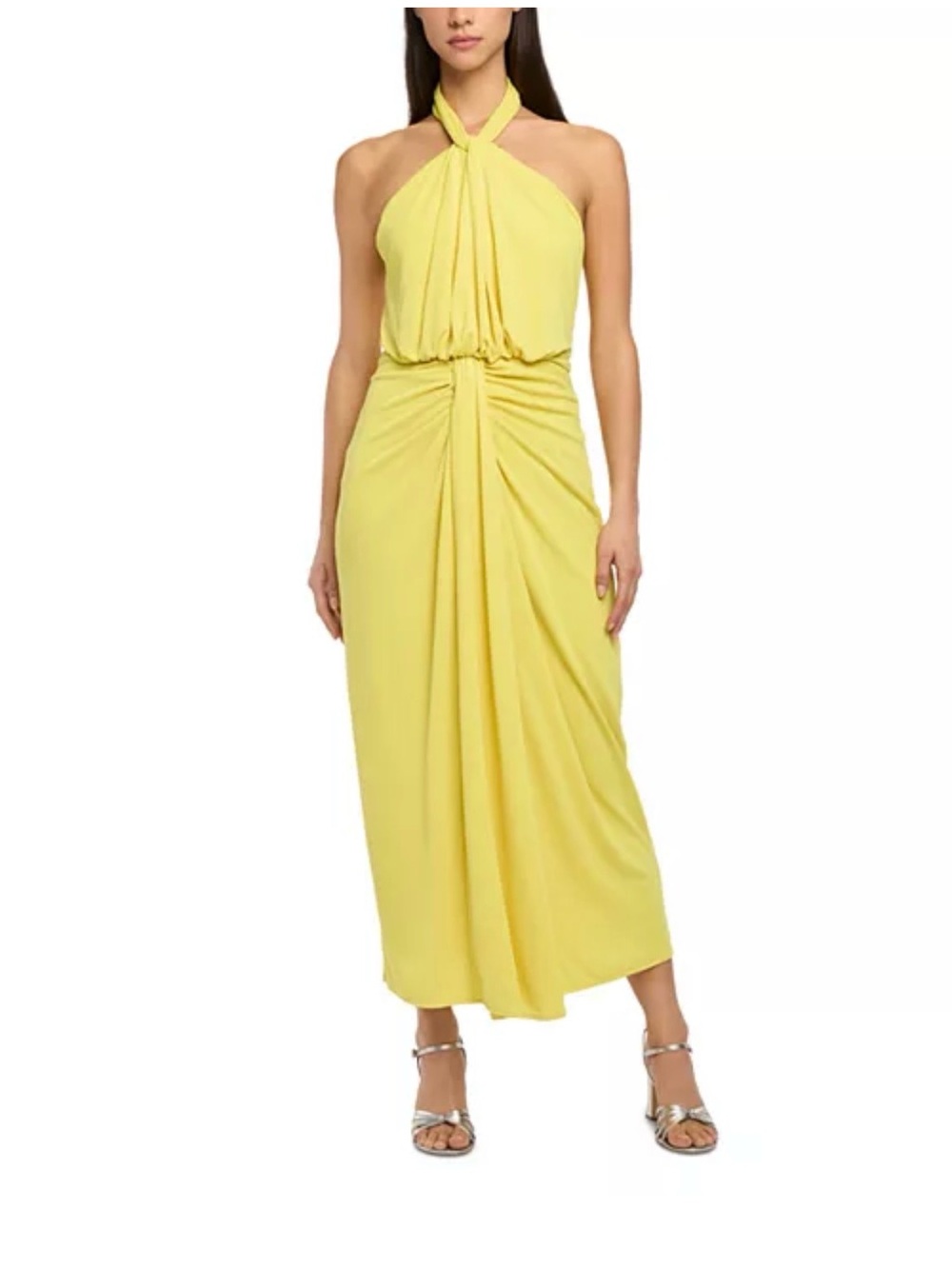cinq a sept Yellow Halter-Neck Midi Dress